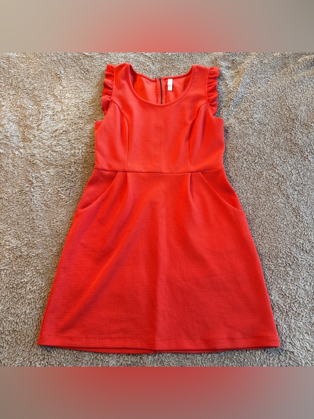 Orange ruffle sleeve dress, large